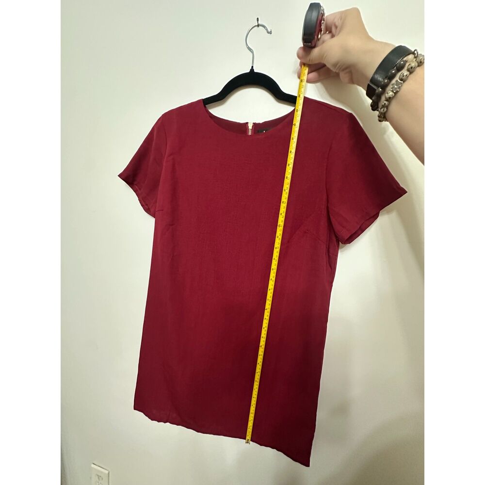 Lulus Burgundy Wine Shift Dress Small Short Sleeve Mini Cocktail Holiday Wedding - Picture 3 of 8